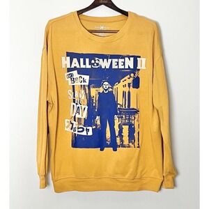 Halloween Movie Sweatshirt Men's XL Yellow Graphic Michael‎ Myers Spooky